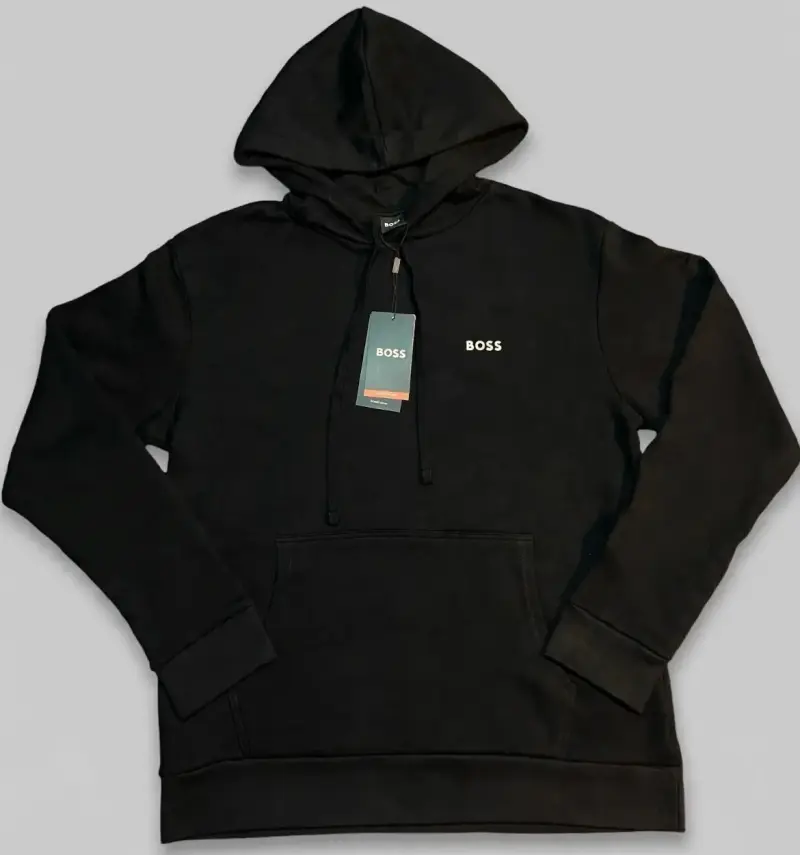 Polerón con capucha negro Boss para hombre