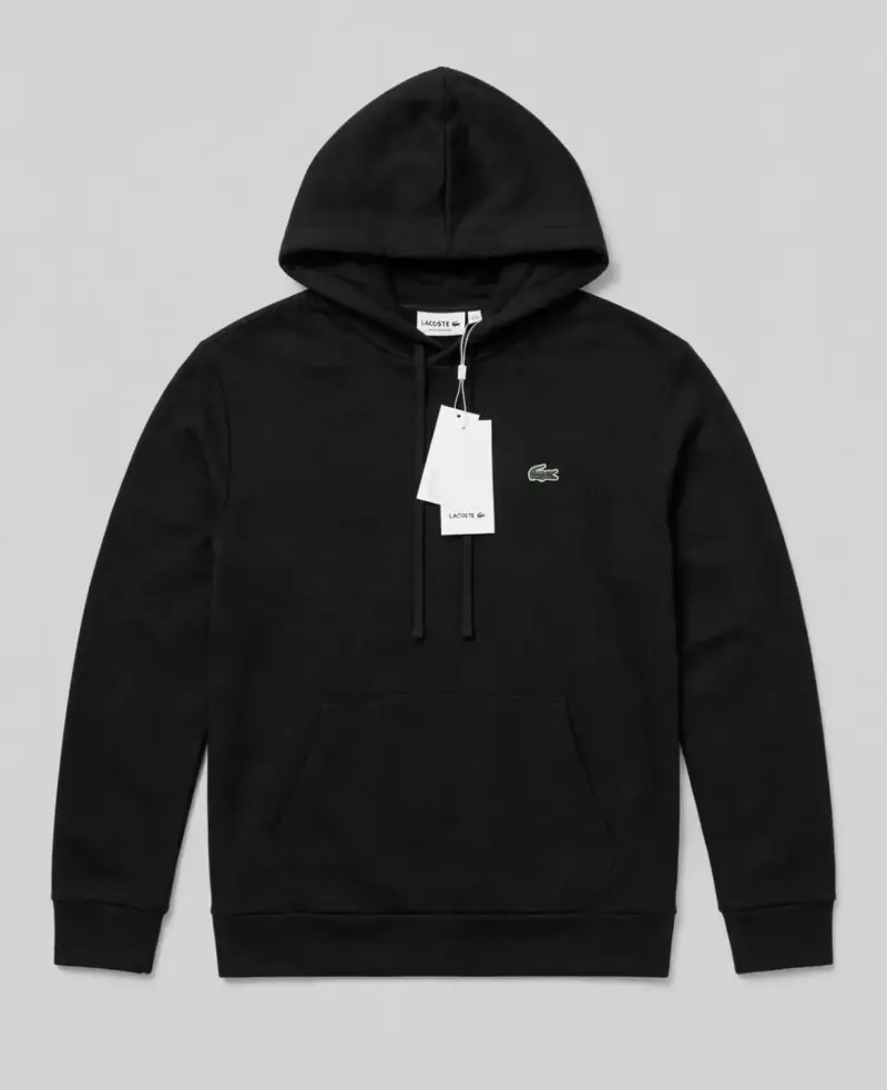 Polerón con capucha negro Lacoste para hombre