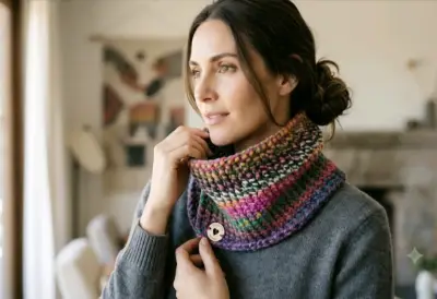 Cuello de lana multicolor hecho a mano - miniatura 2