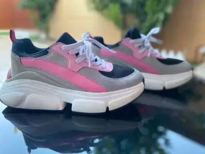 Zapatillas deportivas mujer rosa y gris - miniatura 1