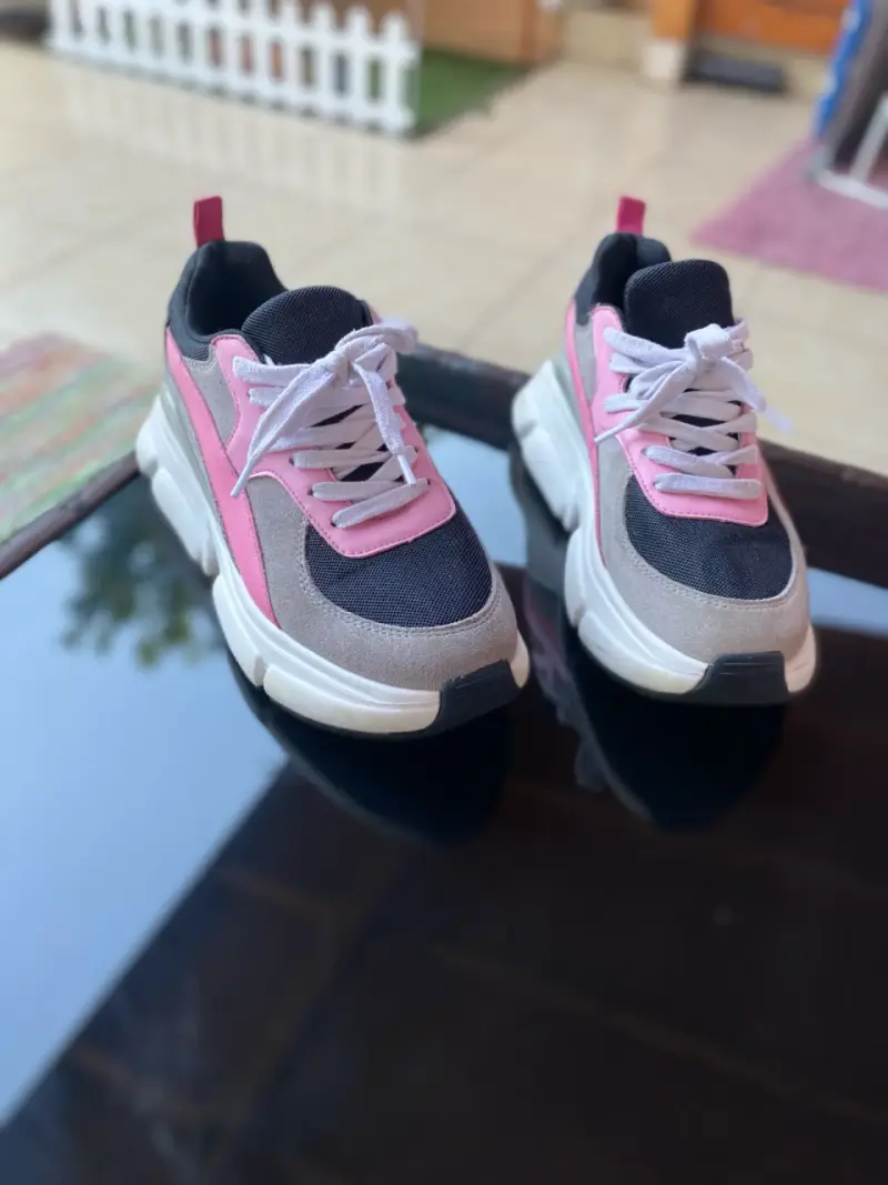 Zapatillas deportivas mujer rosa y gris - 2