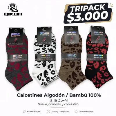 Calcetines Qikun Algodón Bambú 100% Tripack - miniatura 1