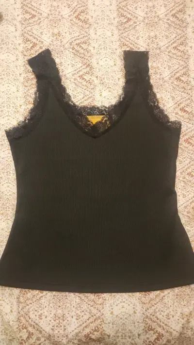 Top negro con encaje para mujer talla XL - miniatura 1