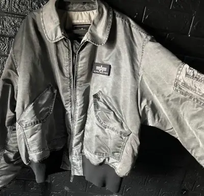 Chaqueta bomber gris Alpha Industries vintage - miniatura 1