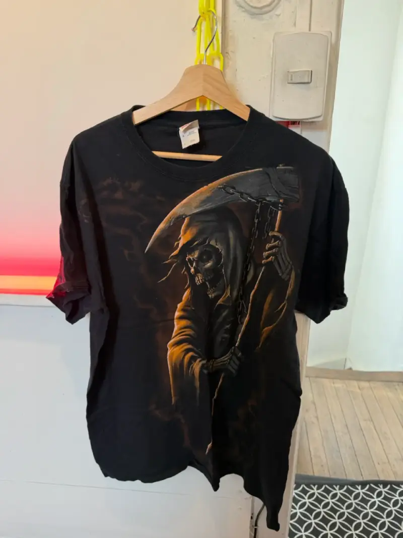 Polera negra Y2K calavera Fruit L vintage - 3