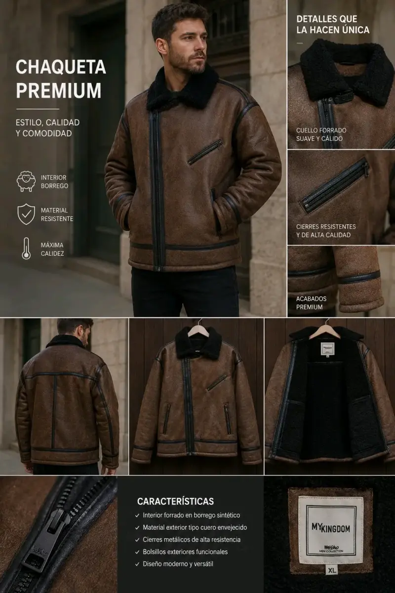 Chaqueta de cuero envejecido MyKingdom XL - 1