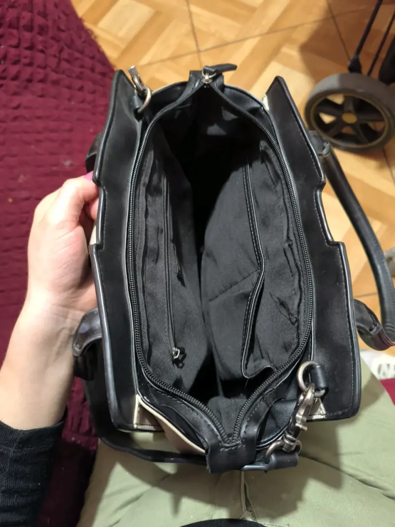 Cartera de cuero negra con asas largas lounge - 5