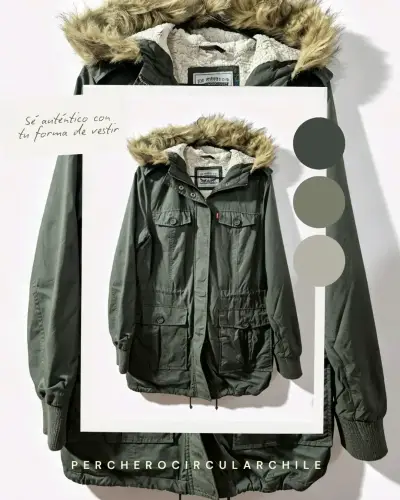 Parka verde con capucha de piel sintética - miniatura 1