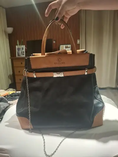 Bolso de cuero bicolor Kesslord con cadena - miniatura 1