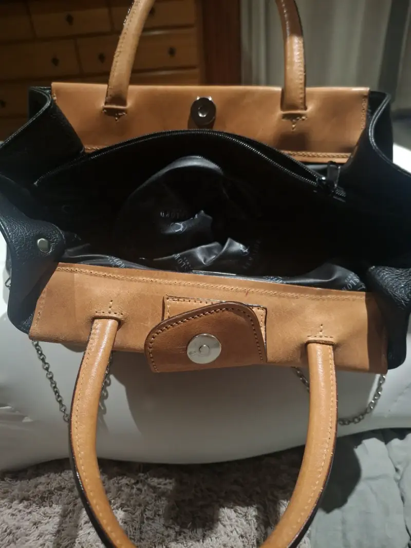 Bolso de cuero bicolor Kesslord con cadena - 3