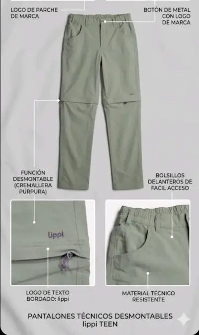 Pantalones desmontables técnicos Lippi Teen - miniatura 1
