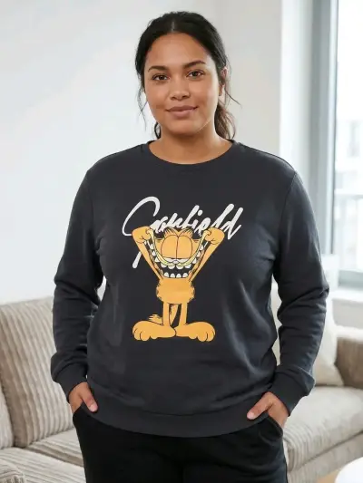Polerón Garfield negro lavado Divided HyM - miniatura 1