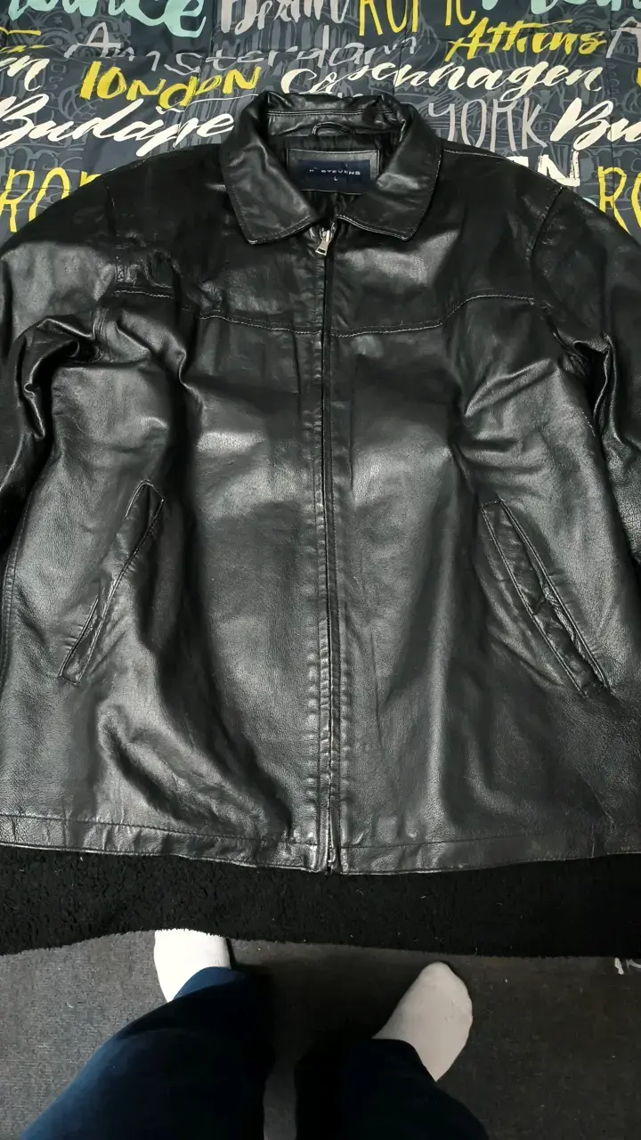Chaqueta de cuero negra K. Stevens talla L - 2