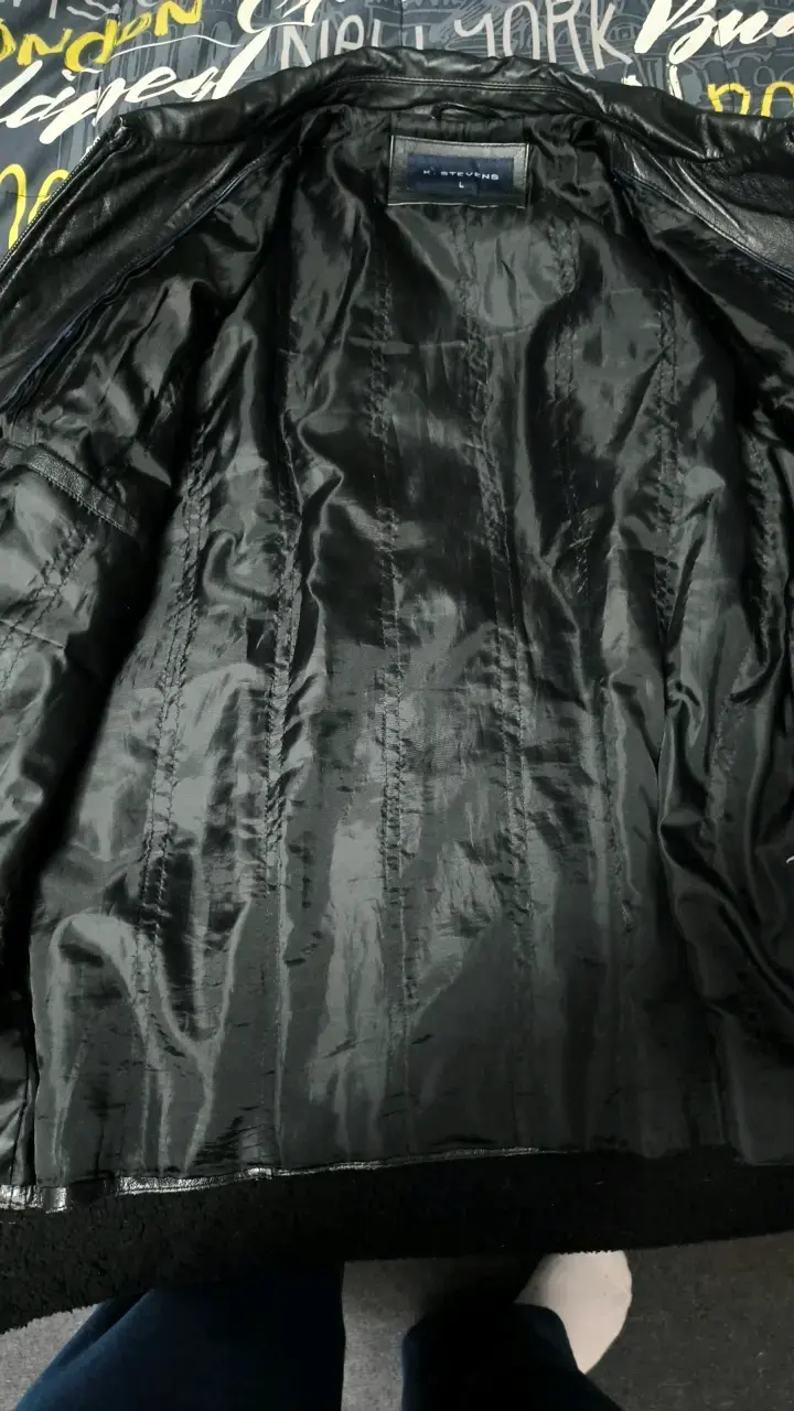 Chaqueta de cuero negra K. Stevens talla L - 4