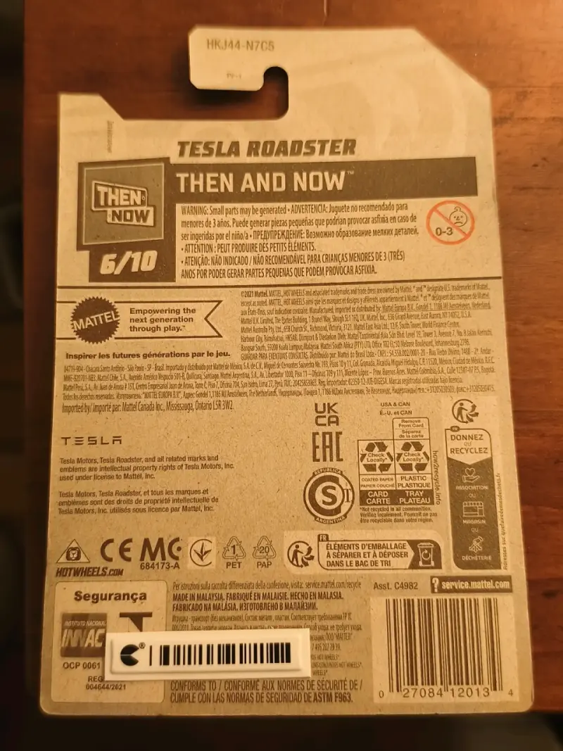 Hot Wheels Tesla Roadster Naranja 2023 - 2