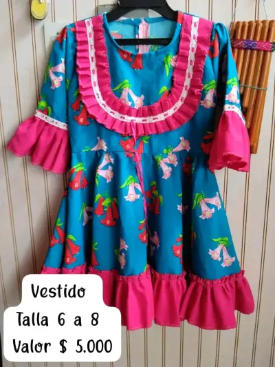 Vestido floral colorido para niñas talla 6 a 8 - miniatura 1