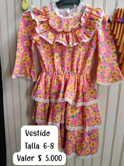 Vestido floral colorido para niñas talla 6 a 8 - miniatura 2
