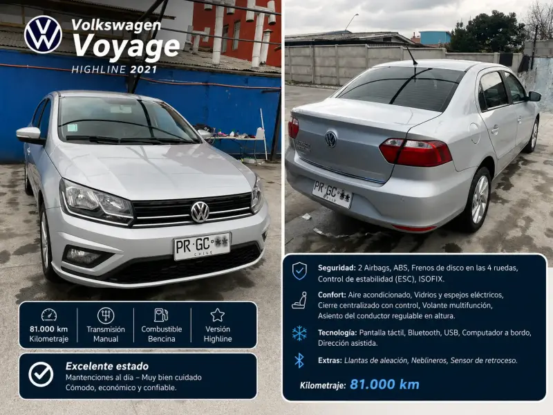 Volkswagen Voyage Highline2021 en excelente estado - 1