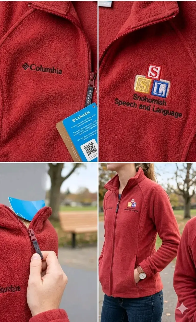 Chaqueta polar roja Columbia con bordado