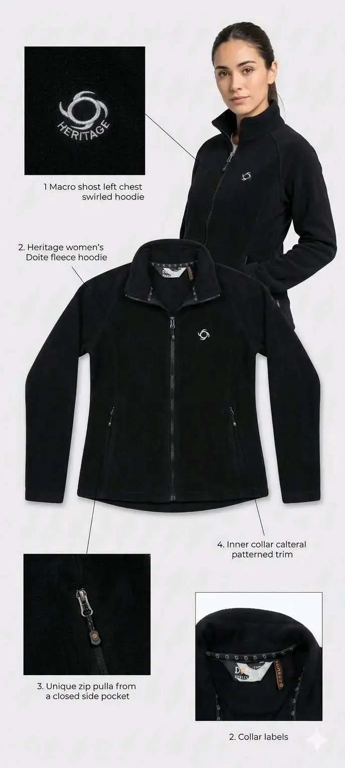 Chaqueta polar negra para mujer Heritage - 1