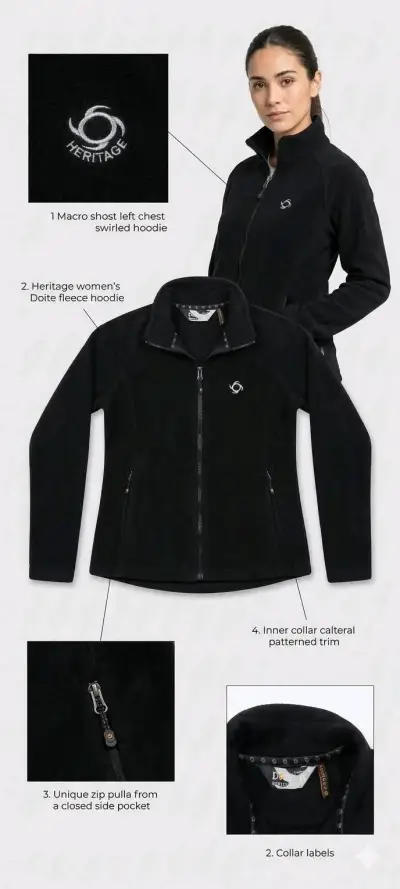 Chaqueta polar negra para mujer Heritage - miniatura 1