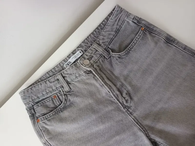 Jeans Zara wide leg grises mujer - 1