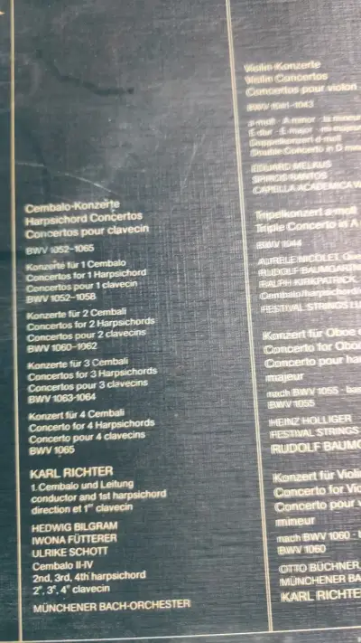 Vinilo J.S. Bach Konzerte Archiv Production (1979) - miniatura 5