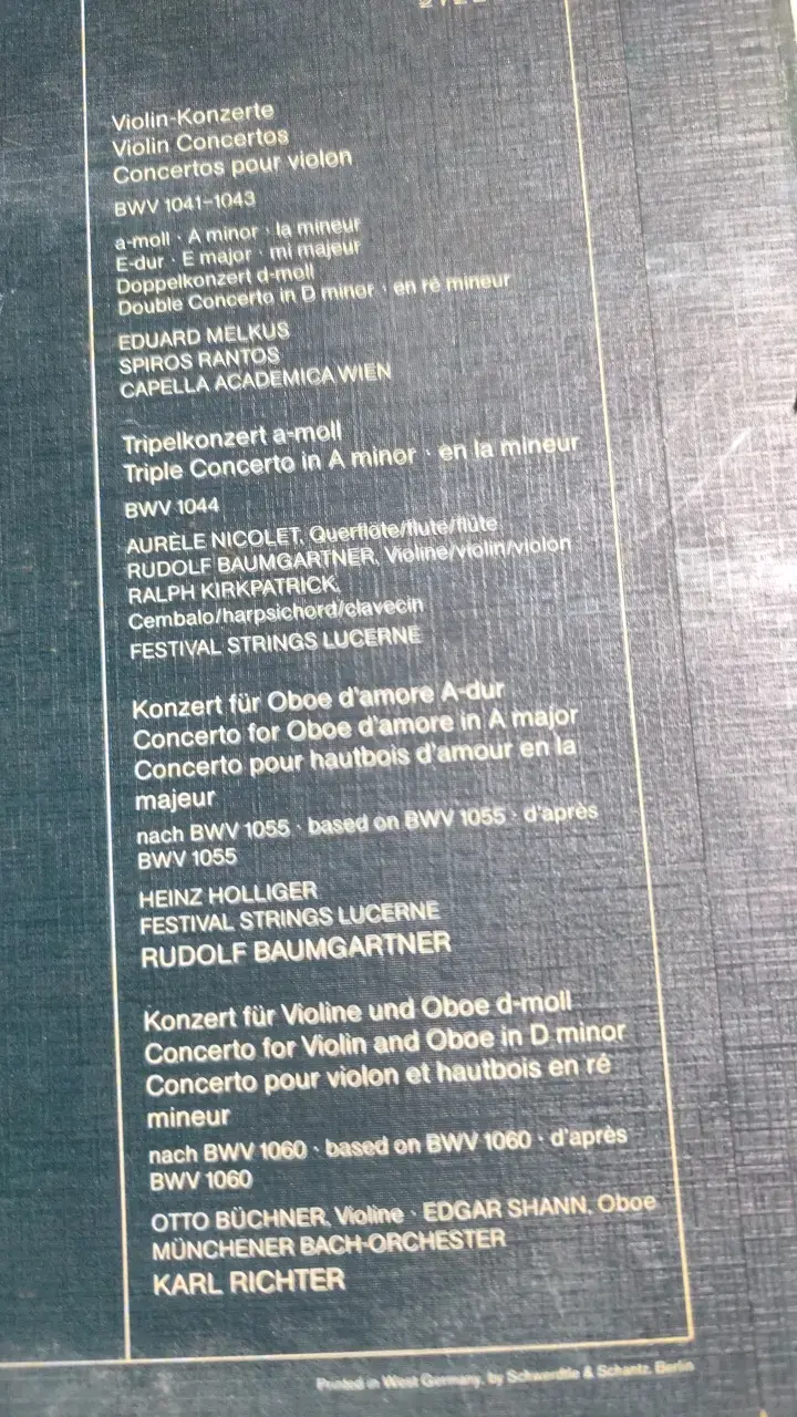 Vinilo J.S. Bach Konzerte Archiv Production (1979) - 6