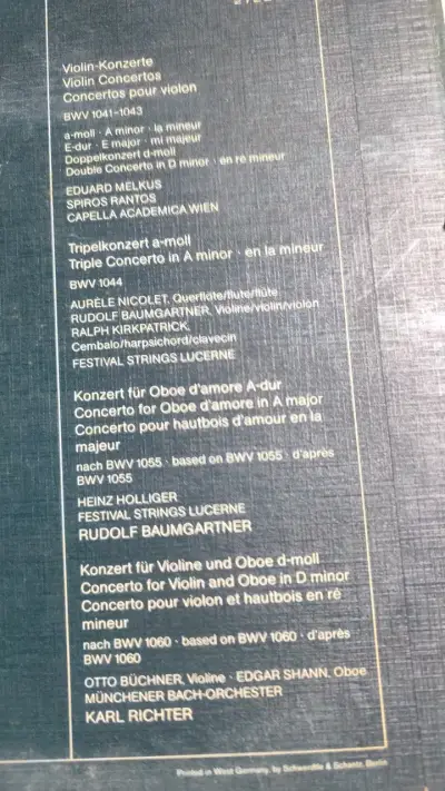Vinilo J.S. Bach Konzerte Archiv Production (1979) - miniatura 6