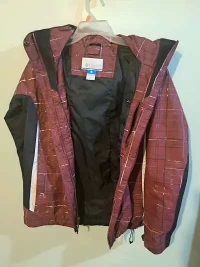 Chaqueta impermeable Columbia burdeos para mujer - miniatura 2