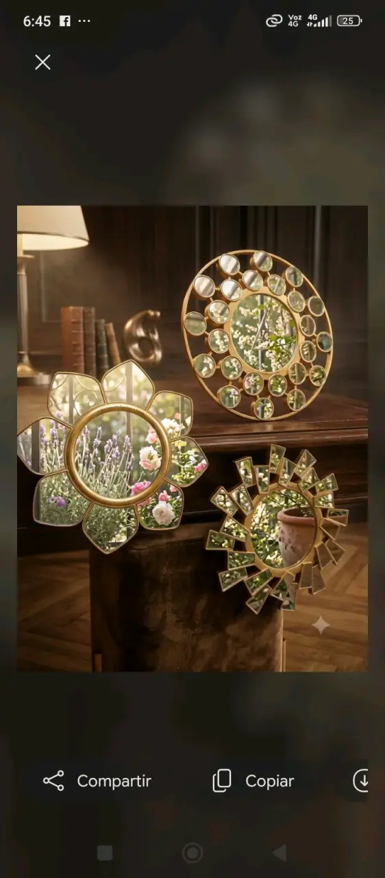 Set de Espejos Decorativos de Pared en Forma de Flor - 1