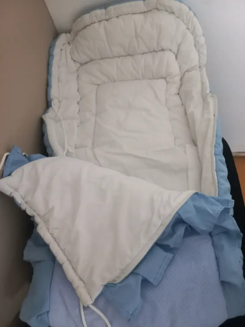 Saco de dormir para bebé azul con encaje - 2