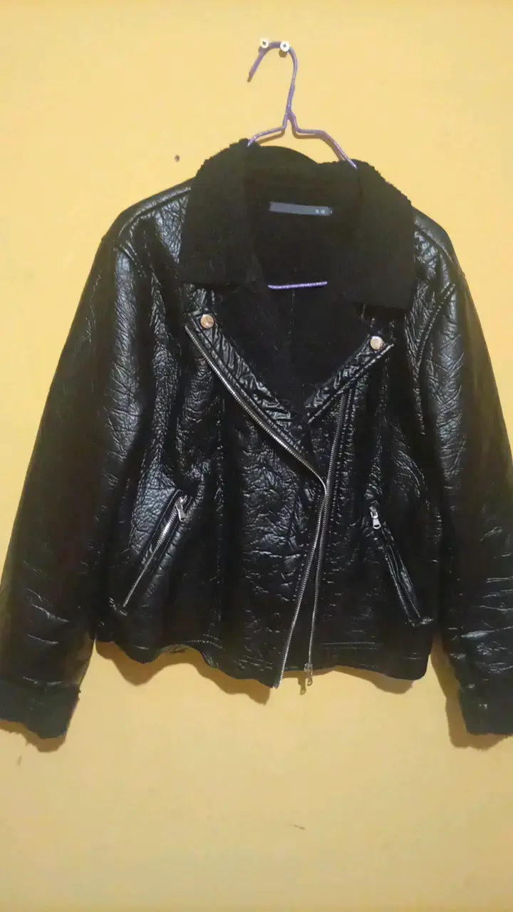 Chaqueta de cuero sintético negra con forro - 3