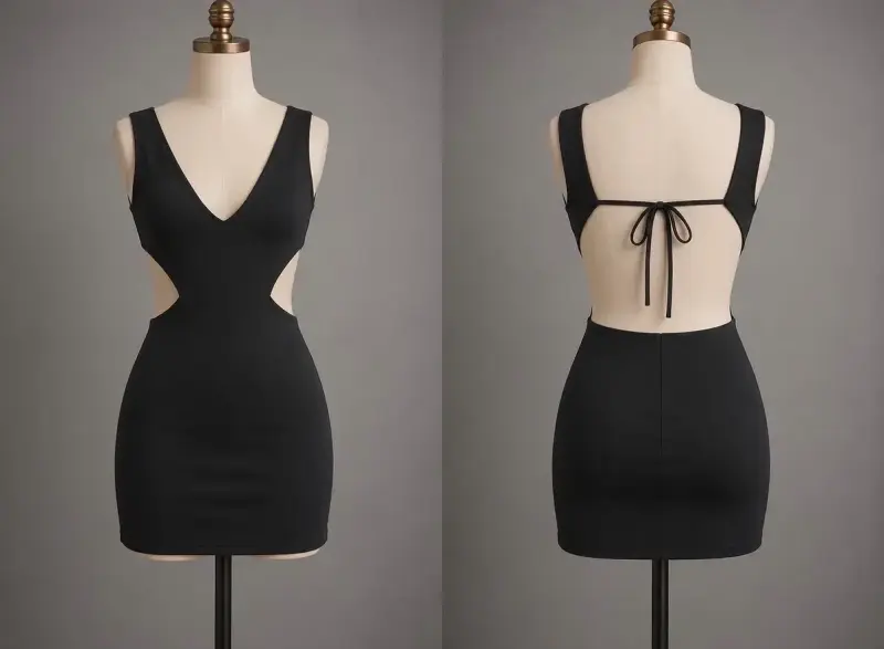 Vestido negro ajustado con espalda descubierta