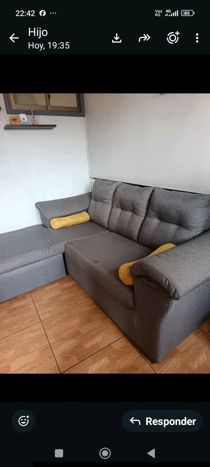 Sofá seccional gris con chaise longue - 3