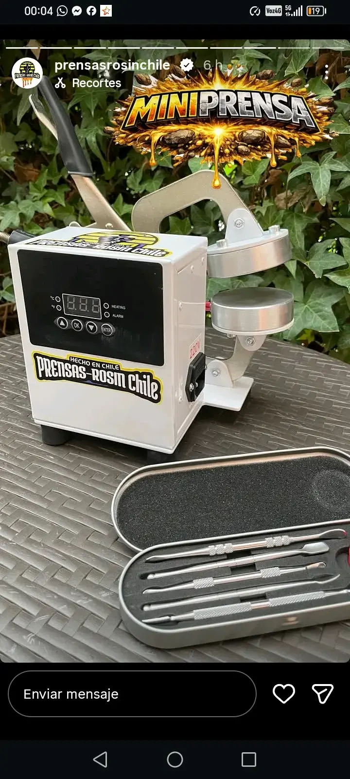 Mini prensa para extracción de rosin