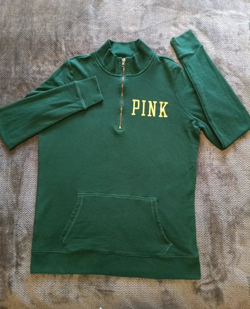 Polerón verde con cierre y estampado PINK - 3