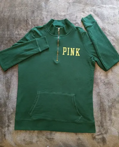 Polerón verde con cierre y estampado PINK - miniatura 3
