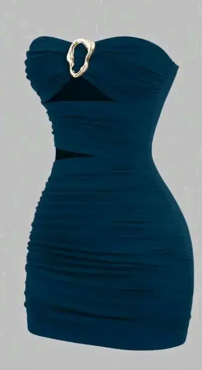 Vestido ajustado sin tirantes azul oscuro
