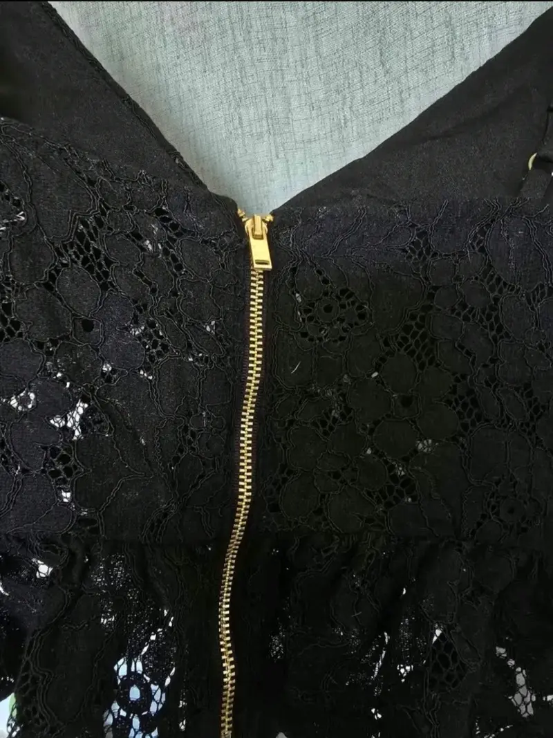 Top de encaje negro talla M - 3