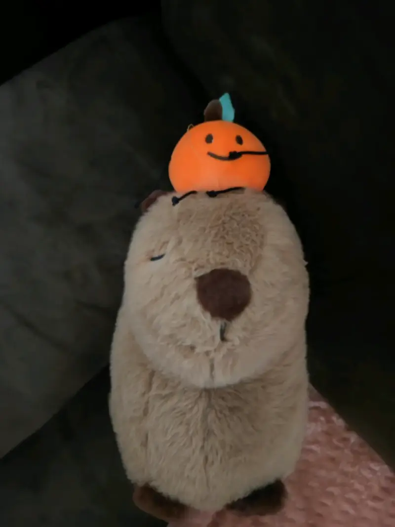 Peluche de capibara con calabaza decorativa - 1