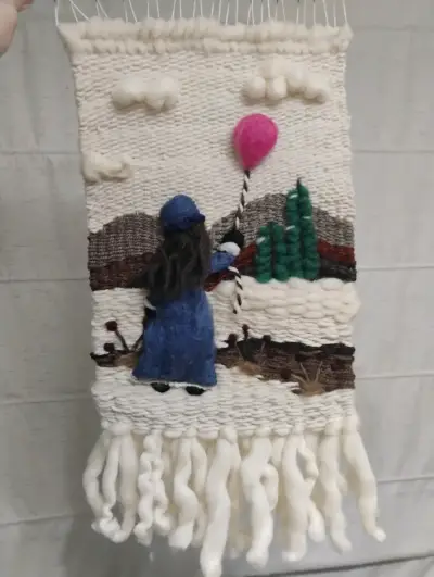 Tapiz decorativo tejido a mano con diseño de paisaje - miniatura 1