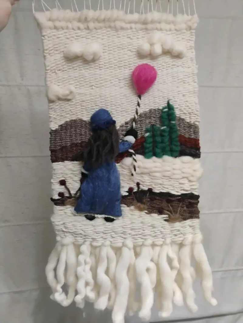 Tapiz decorativo tejido a mano con diseño de paisaje - 2