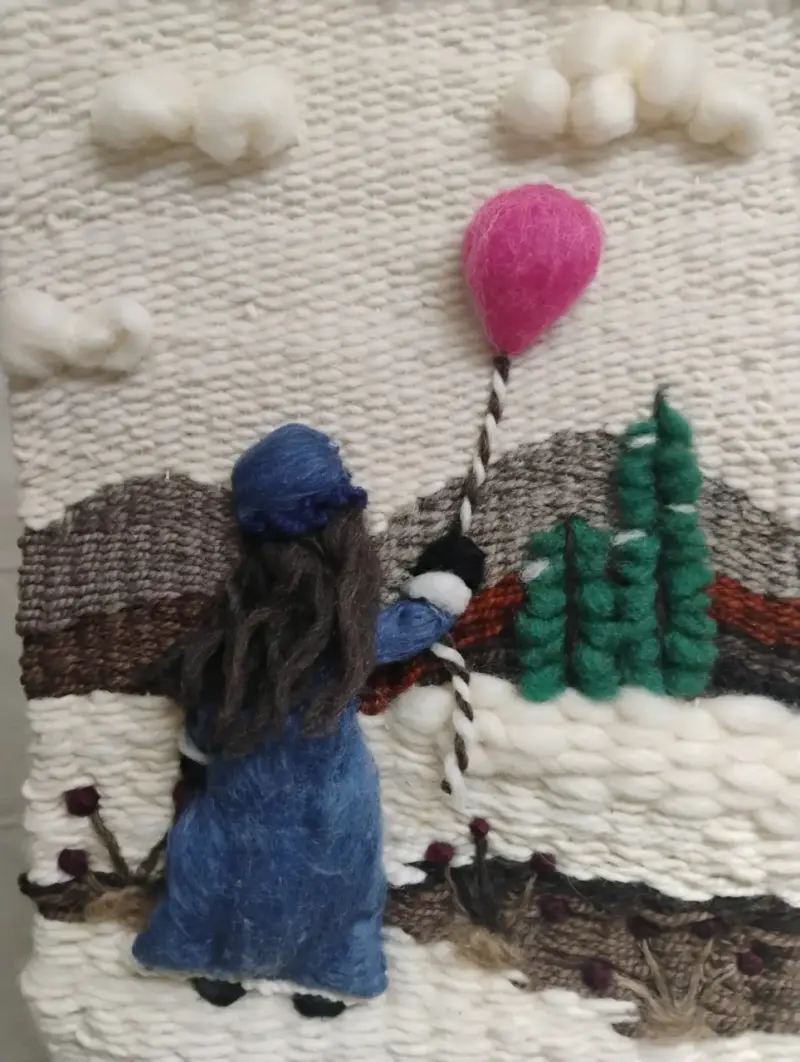 Tapiz decorativo tejido a mano con diseño de paisaje - 4