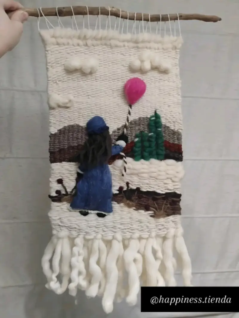 Tapiz decorativo tejido a mano con diseño de paisaje - 5