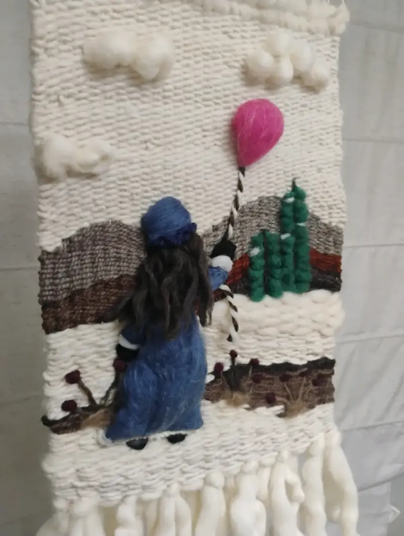 Tapiz decorativo tejido a mano con diseño de paisaje - 6