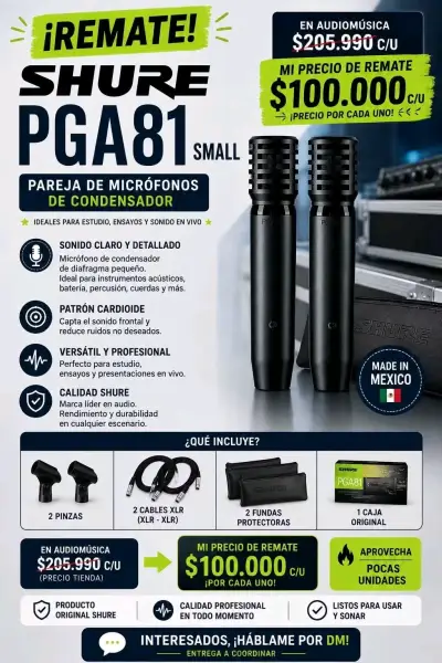 Pareja de micrófonos de condensador Shure PGA81 - miniatura 1