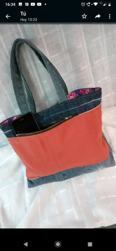Bolso ecológico de mezclilla y tela reciclada - miniatura 2