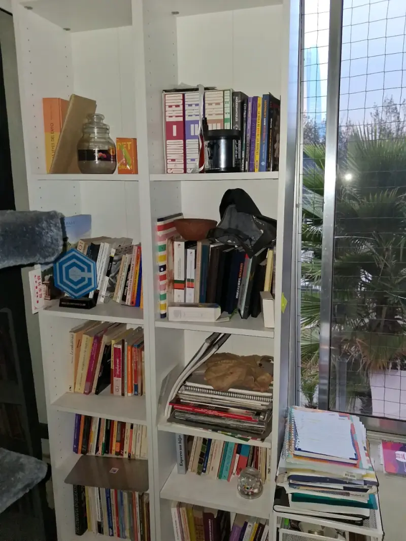 Estantería blanca de madera para libros y decoración