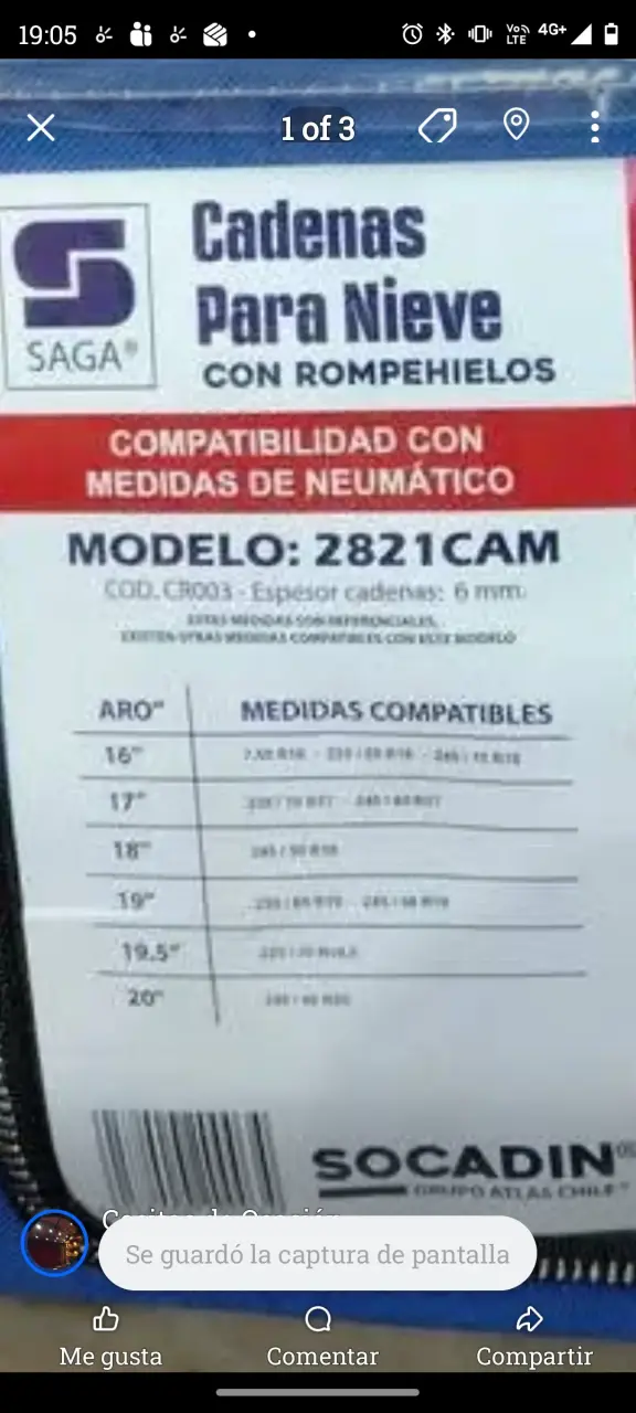 Cadenas para nieve Saga modelo 2821CAM - 3